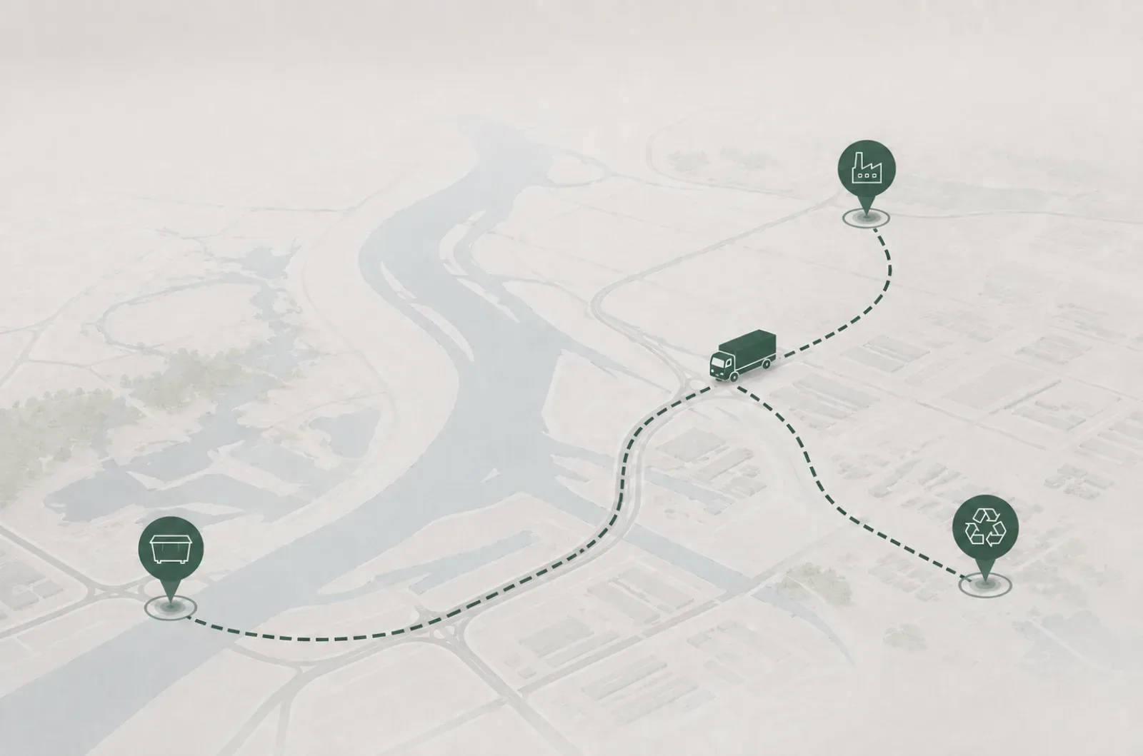 Sattelzug auf der Route zur Verwertungsanlage